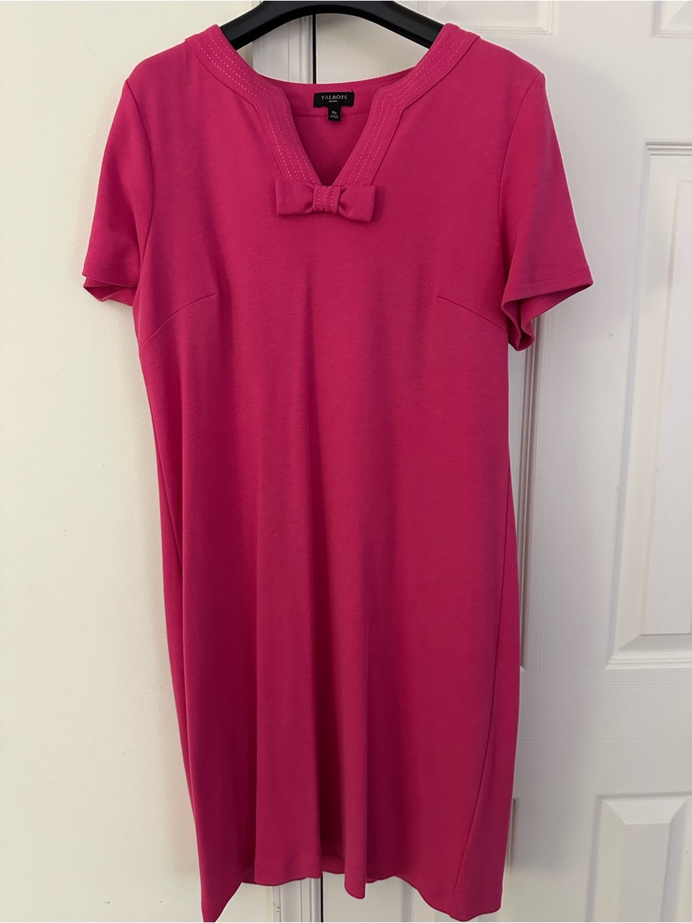 Talbots Hot Pink Short Sleeve Bowneck Shift Dress